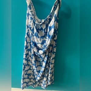 Lilly Pulitzer blue elephant strapless dress